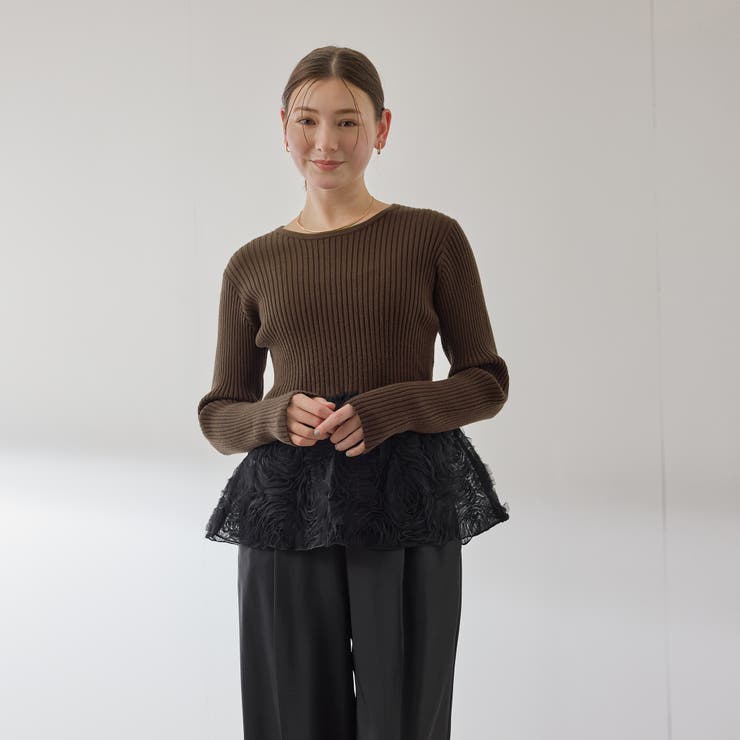 フラワーチュールペプラムリブニット≪手洗い可能≫ | QUEENS COURT | 詳細画像9 