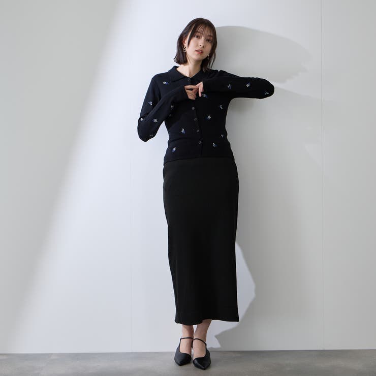 フラワー刺繍ポロニットトップス | QUEENS COURT | 詳細画像12 