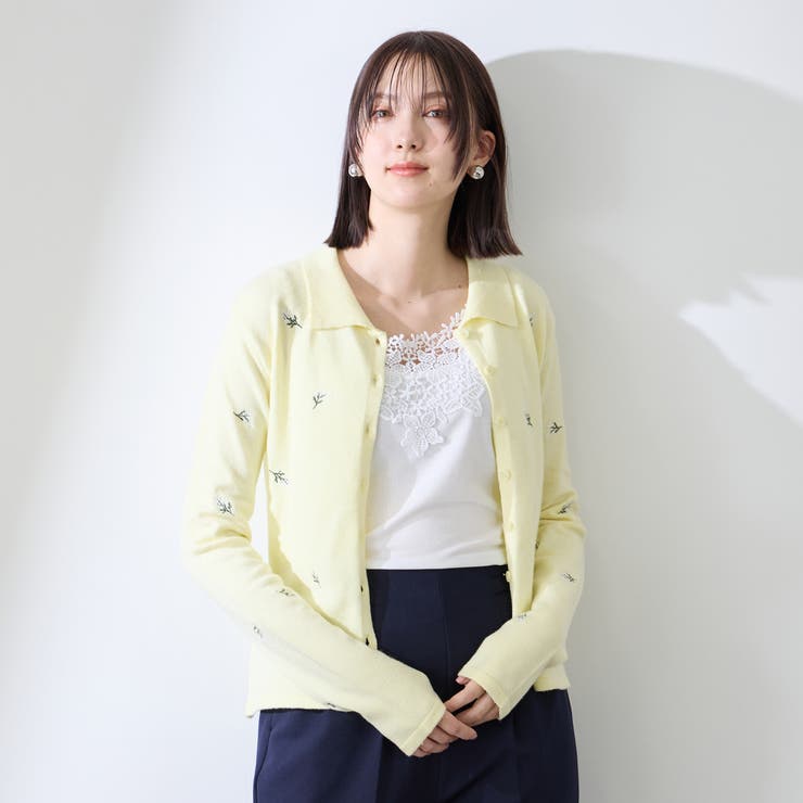 フラワー刺繍ポロニットトップス | QUEENS COURT | 詳細画像7 