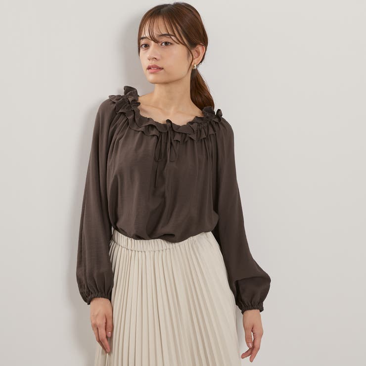 フリルカラーナローリボンブラウス≪手洗い可能≫ | QUEENS COURT | 詳細画像1 