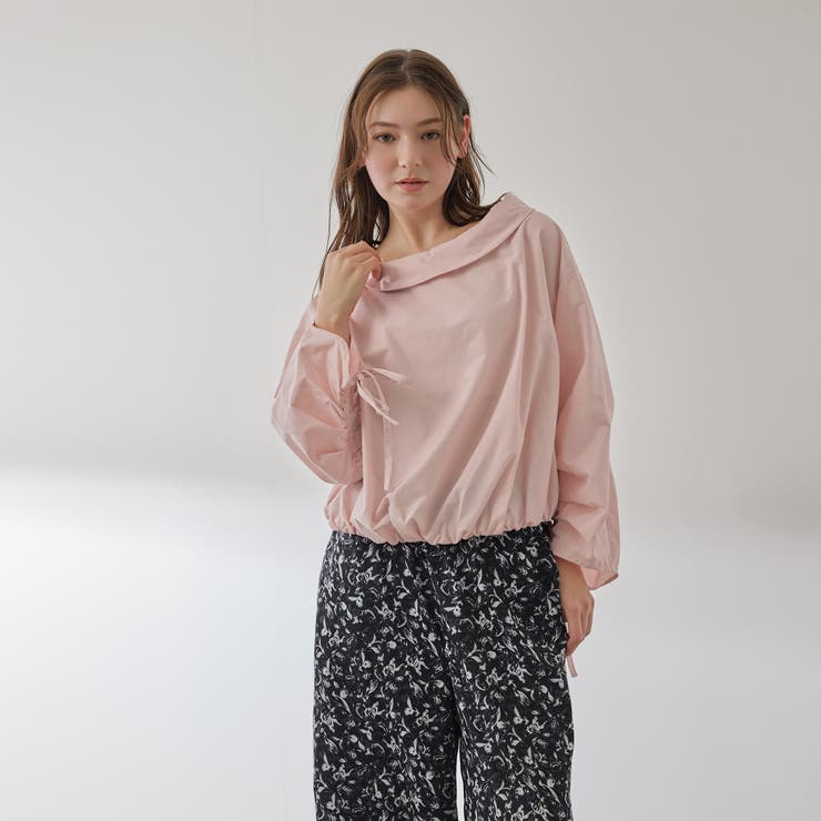 ピンク | ギャザースリーブボートネックブラウス≪洗濯機で洗える≫ | QUEENS COURT