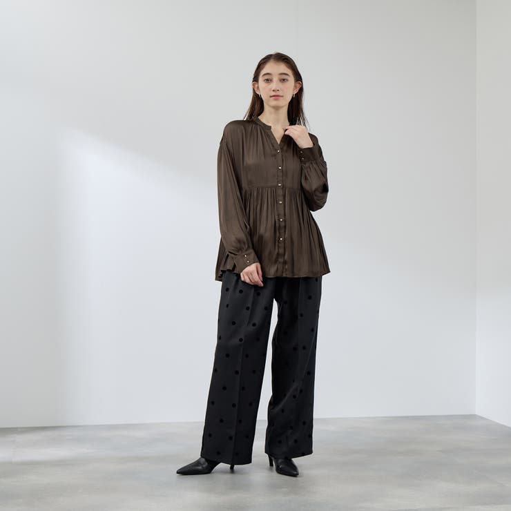 割繊サテンキーネックペプラムブラウス≪手洗い可能≫ | QUEENS COURT | 詳細画像10 