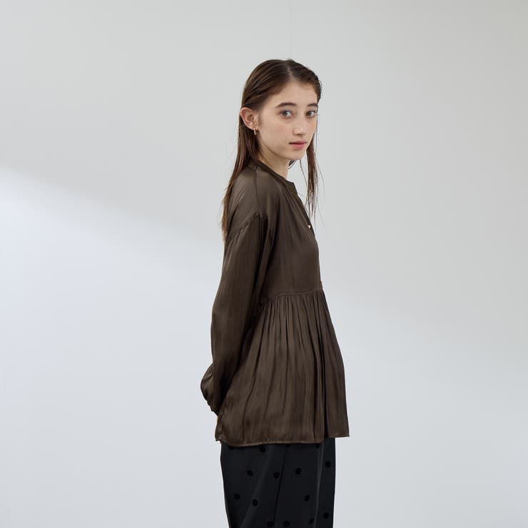 割繊サテンキーネックペプラムブラウス≪手洗い可能≫ | QUEENS COURT | 詳細画像7 