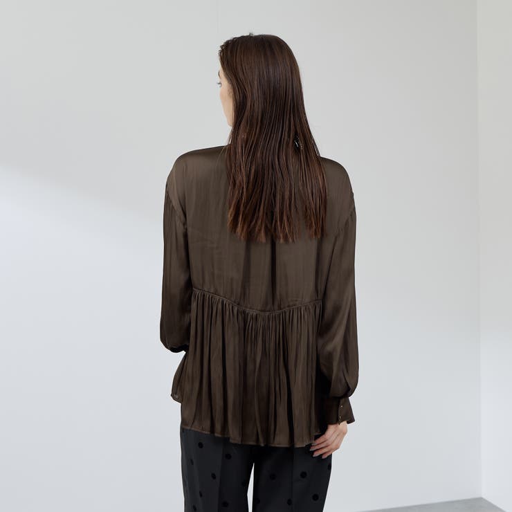 割繊サテンキーネックペプラムブラウス≪手洗い可能≫ | QUEENS COURT | 詳細画像8 