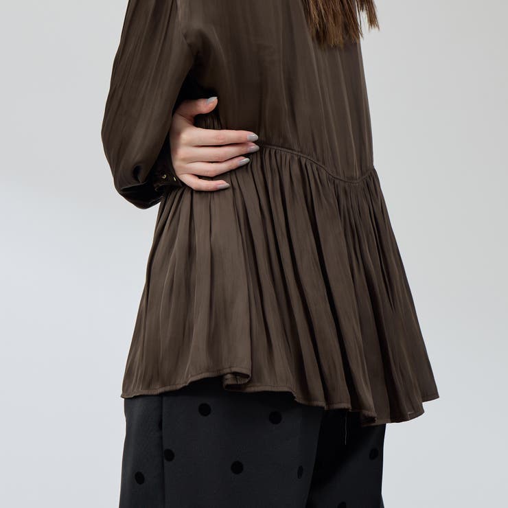 割繊サテンキーネックペプラムブラウス≪手洗い可能≫ | QUEENS COURT | 詳細画像9 