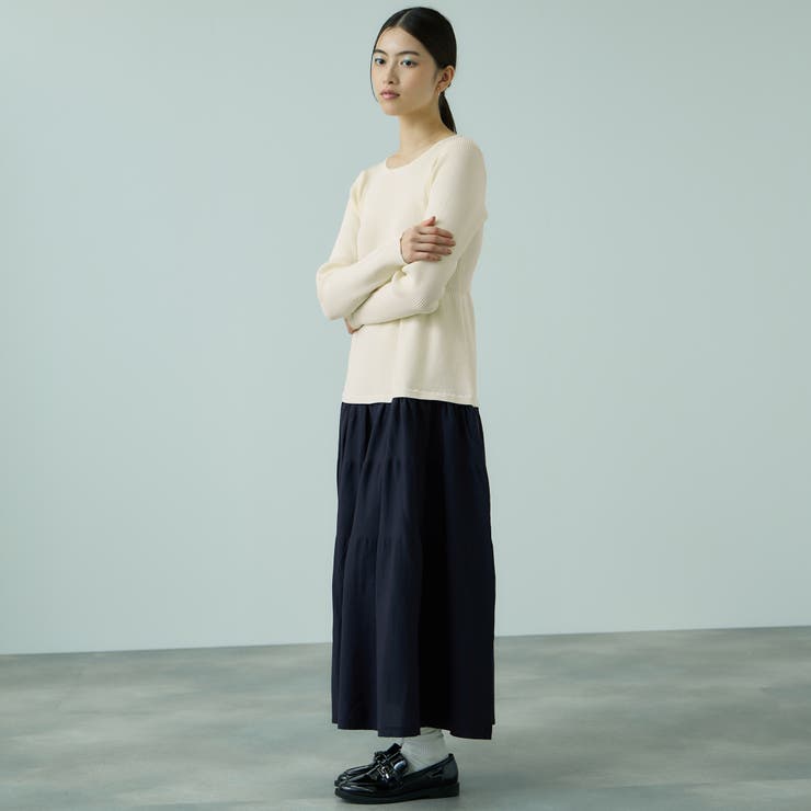 アイボリー | ドッキングライク軽量ニットワンピース≪手洗い可能≫ | VICKY