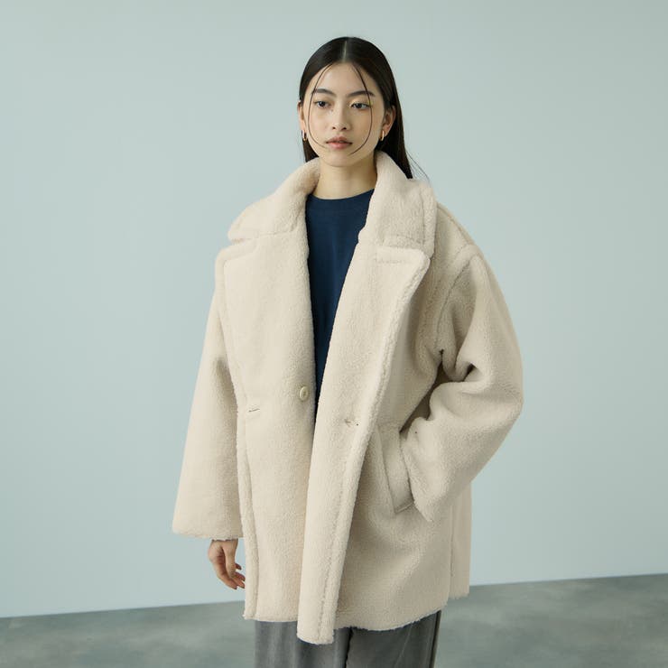 フェイクムートンミドルダブルコート | VICKY | 詳細画像2 