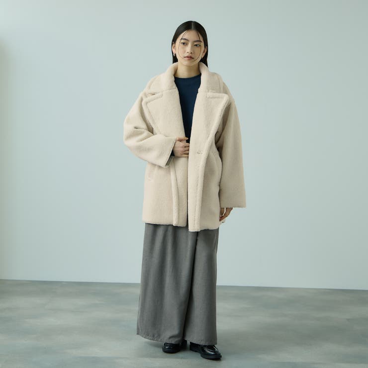 フェイクムートンミドルダブルコート | VICKY | 詳細画像3 