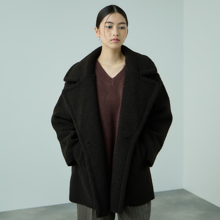 フェイクムートンミドルダブルコート | VICKY | 詳細画像5 
