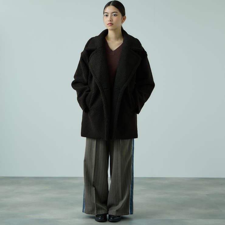 フェイクムートンミドルダブルコート | VICKY | 詳細画像9 