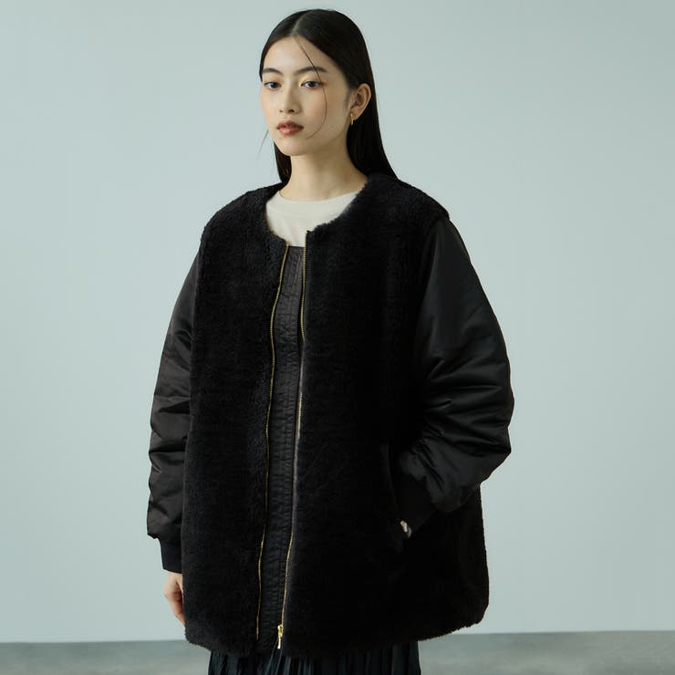 ボア切替ノーカラーミドルコート | VICKY | 詳細画像1 