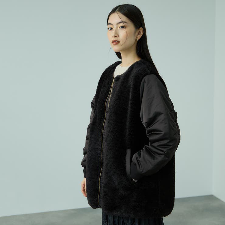 ボア切替ノーカラーミドルコート | VICKY | 詳細画像2 