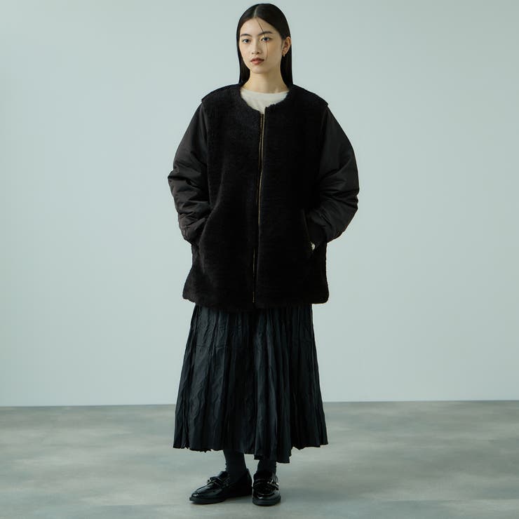 ボア切替ノーカラーミドルコート | VICKY | 詳細画像3 