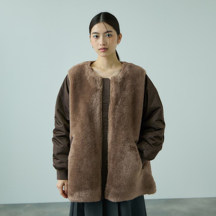 ボア切替ノーカラーミドルコート | VICKY | 詳細画像4 