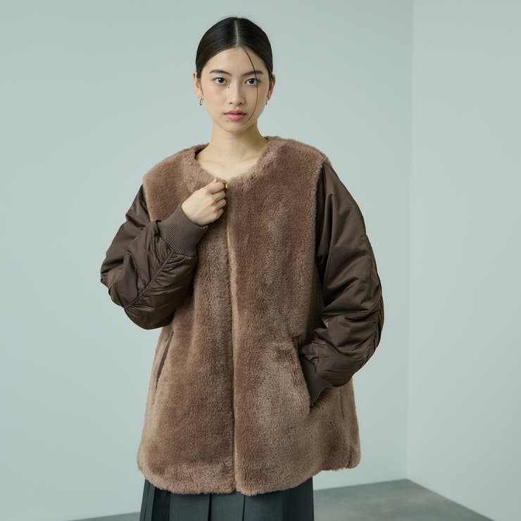 ボア切替ノーカラーミドルコート | VICKY | 詳細画像6 