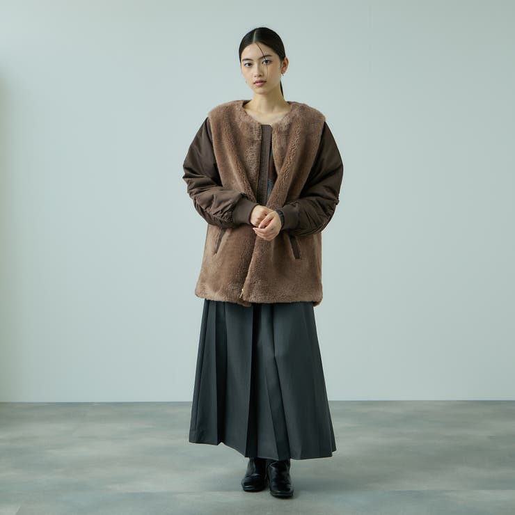 ボア切替ノーカラーミドルコート | VICKY | 詳細画像7 