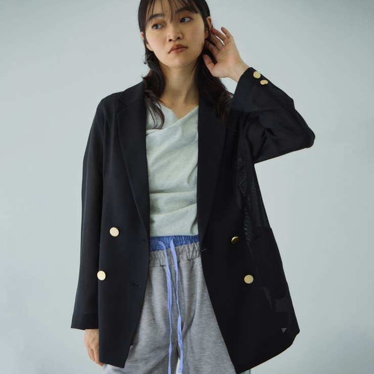 ブラック | 【追加生産】メッシュダブルテーラージャケット≪手洗い可能≫ | VICKY