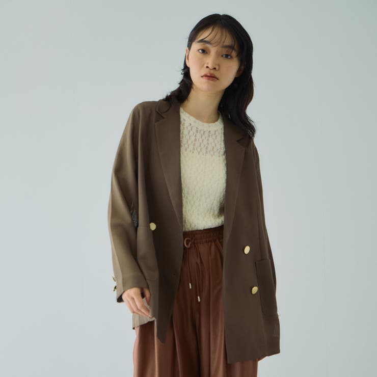 ブラウン | 【追加生産】メッシュダブルテーラージャケット≪手洗い可能≫ | VICKY