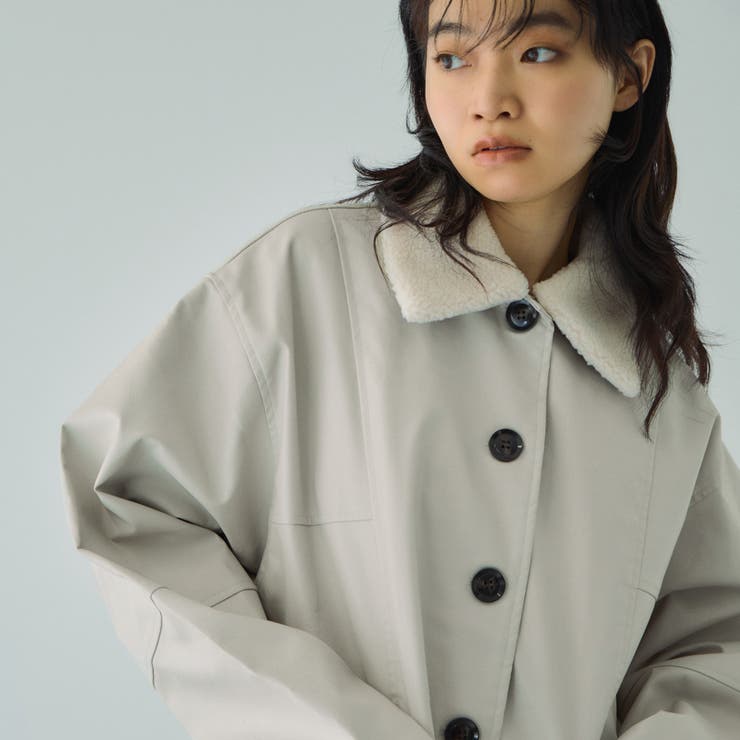 アイボリー | ボアカラーフェイクレザーブルゾン | VICKY