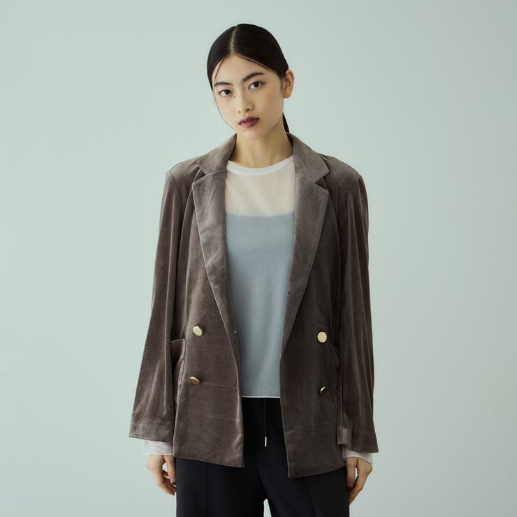 チャコールグレー | シアーベロアダブルテーラージャケット | VICKY