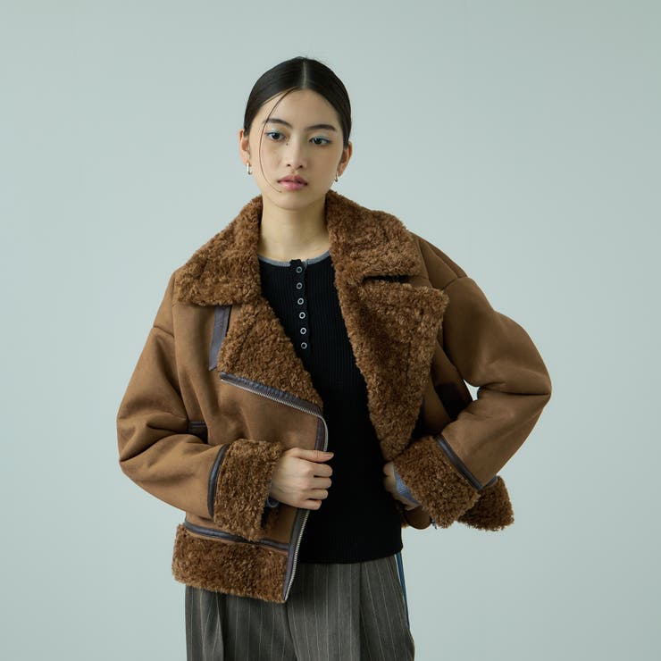 ブラウン | フェイクムートンボアブルゾン | VICKY