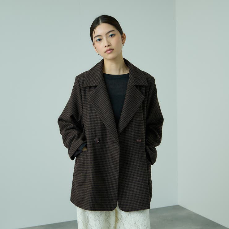 ブラック系その他 | ツィーディチェックWボタンジャコット | VICKY