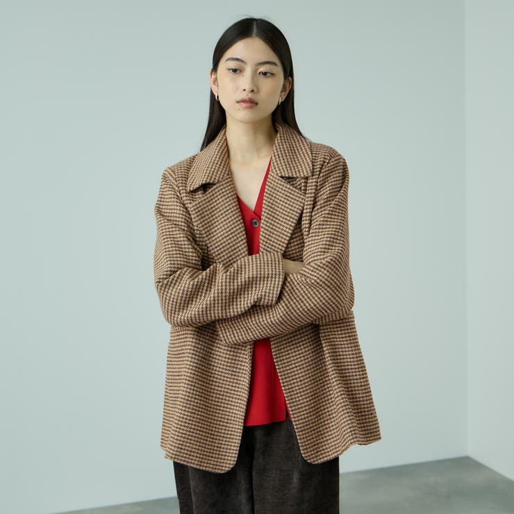 ベージュ系その他 | ツィーディチェックWボタンジャコット | VICKY