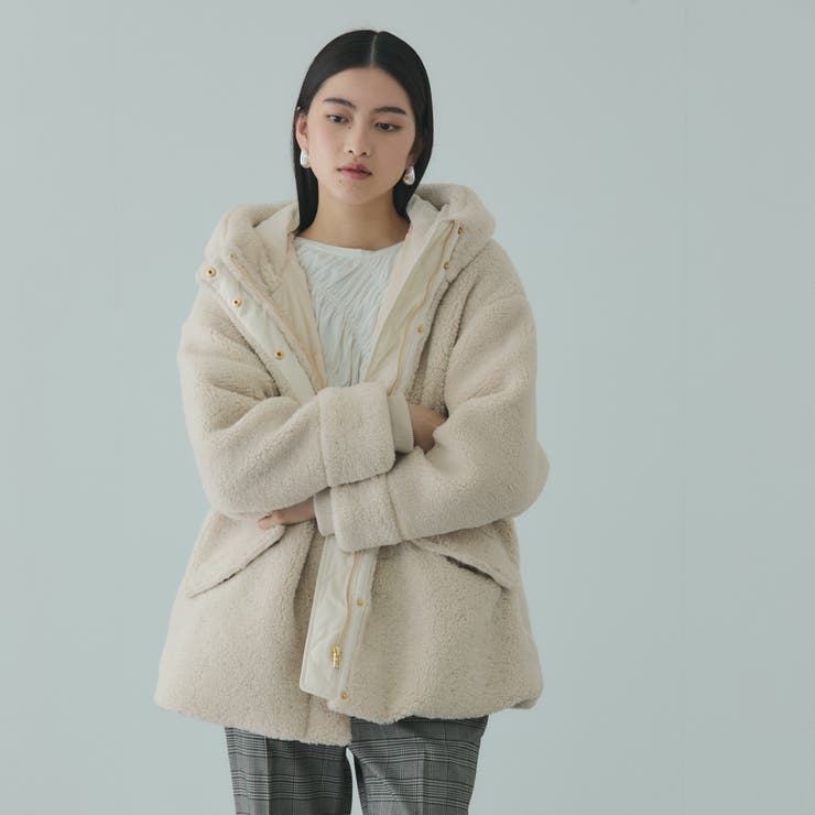 アイボリー | ショートボア中綿ドロストブルゾン | VICKY