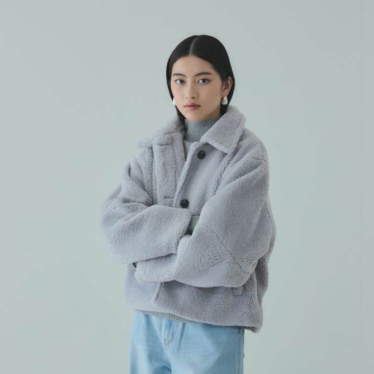 ブルー | ボアコクーンスリーブブルゾン | VICKY