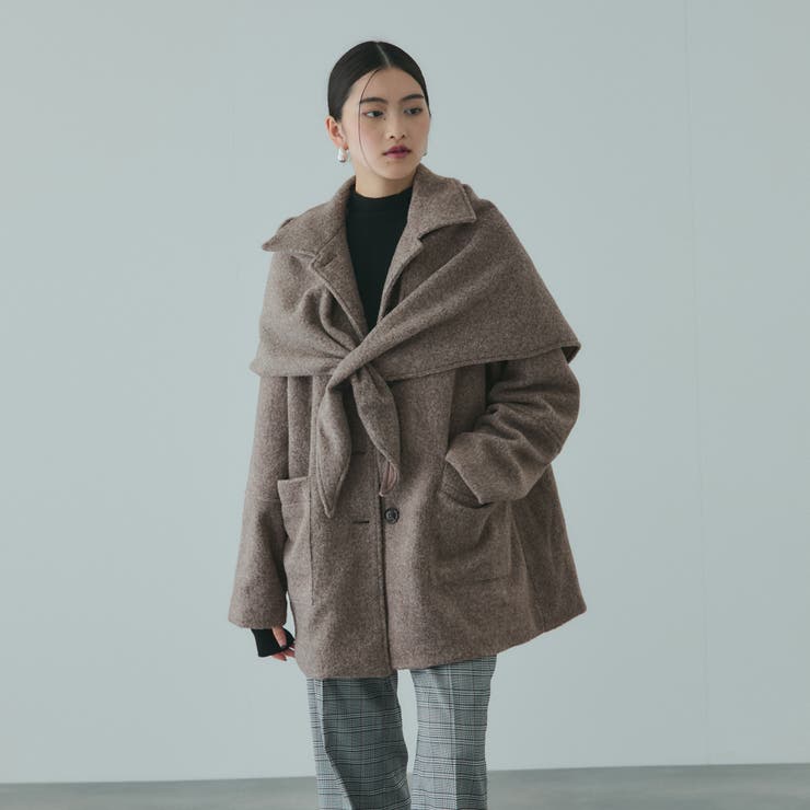 ベージュ | ショール付きスライバーニットコート  | VICKY