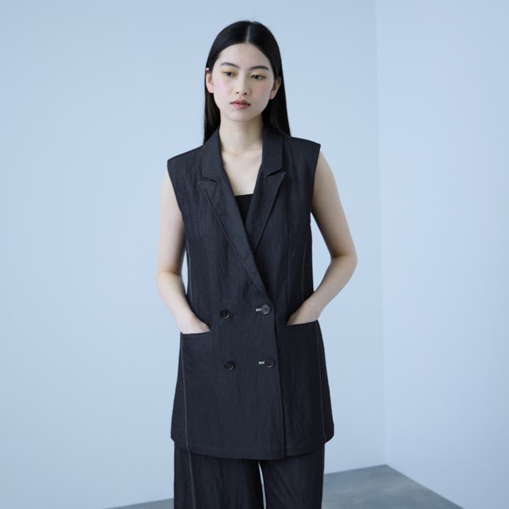 ネイビー | 【シーズンレス】ナイロンツイルデニムベスト | VICKY