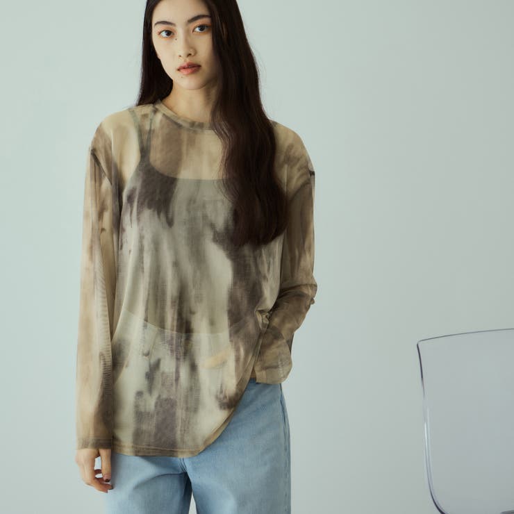 ニュアンスアート柄シアープルオーバー≪手洗い可能≫ | VICKY | 詳細画像1 