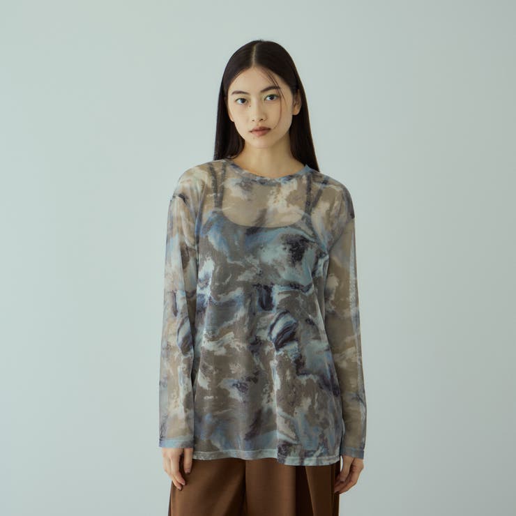 ニュアンスアート柄シアープルオーバー≪手洗い可能≫ | VICKY | 詳細画像3 