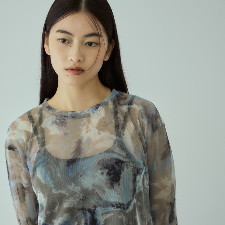 ニュアンスアート柄シアープルオーバー≪手洗い可能≫ | VICKY | 詳細画像6 