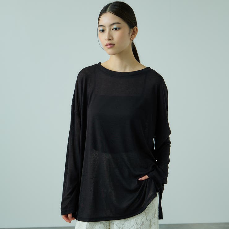 ブラック | セミシアーオーバーサイズカットソー≪手洗い可能≫ | VICKY