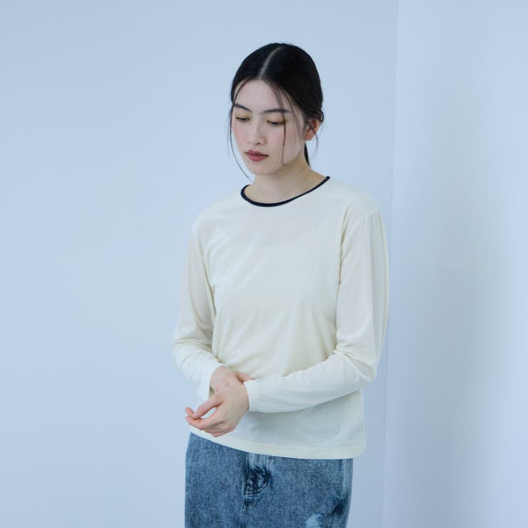 オフホワイト | シアーベロアロングスリーブカットソー【日本製】 | VICKY