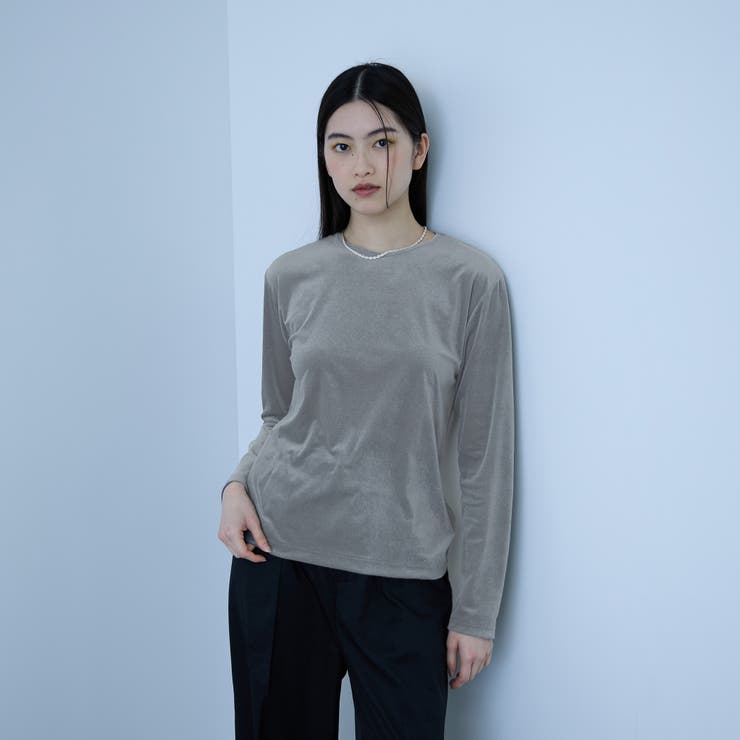 チャコールグレー | シアーベロアロングスリーブカットソー【日本製】 | VICKY