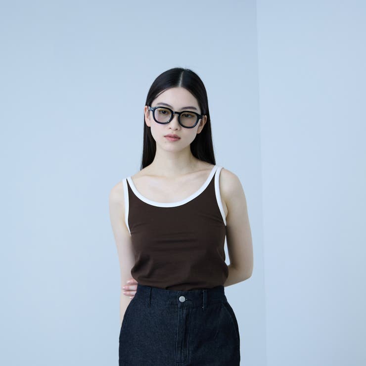 ブラウン | バイカラーパイピングタンクトップ | VICKY