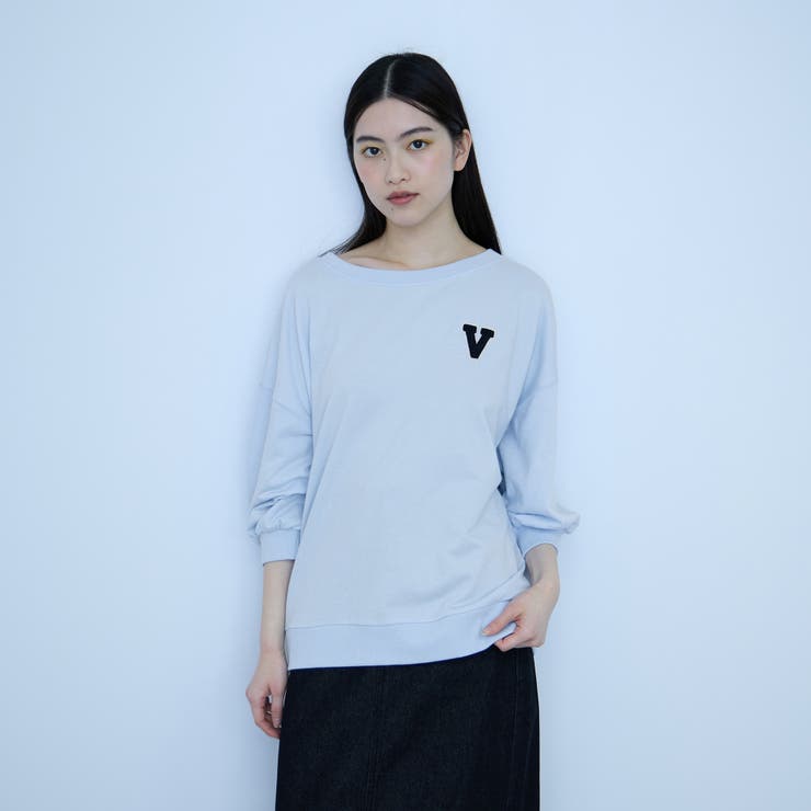 ブルー系その他 | 【大人の抜け感】ワッペンマルチネックスウェット | VICKY