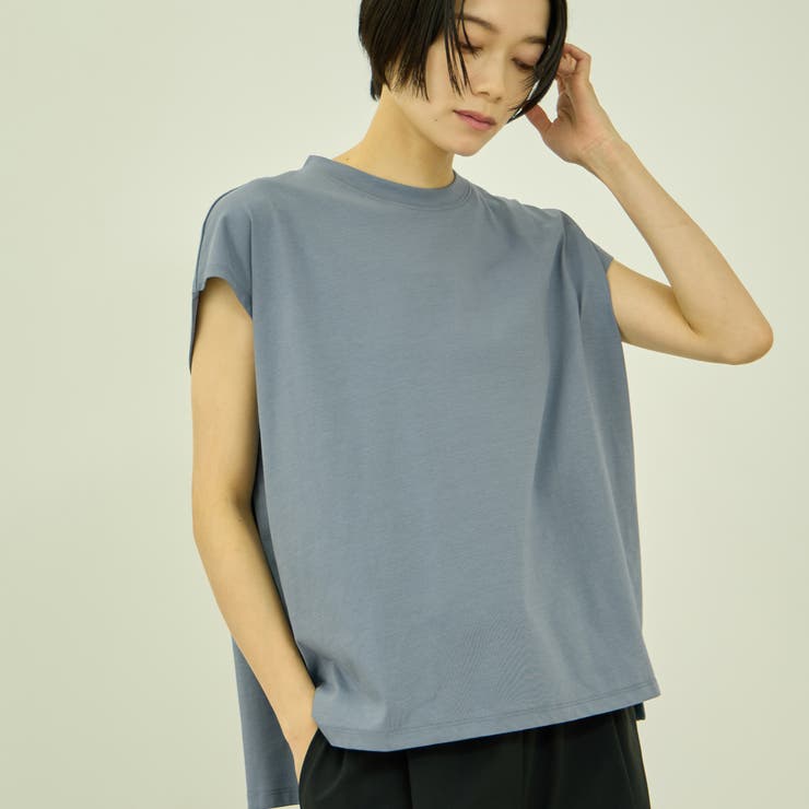 ブルー | コットンソロナフレンチスリーブTシャツ | VICKY