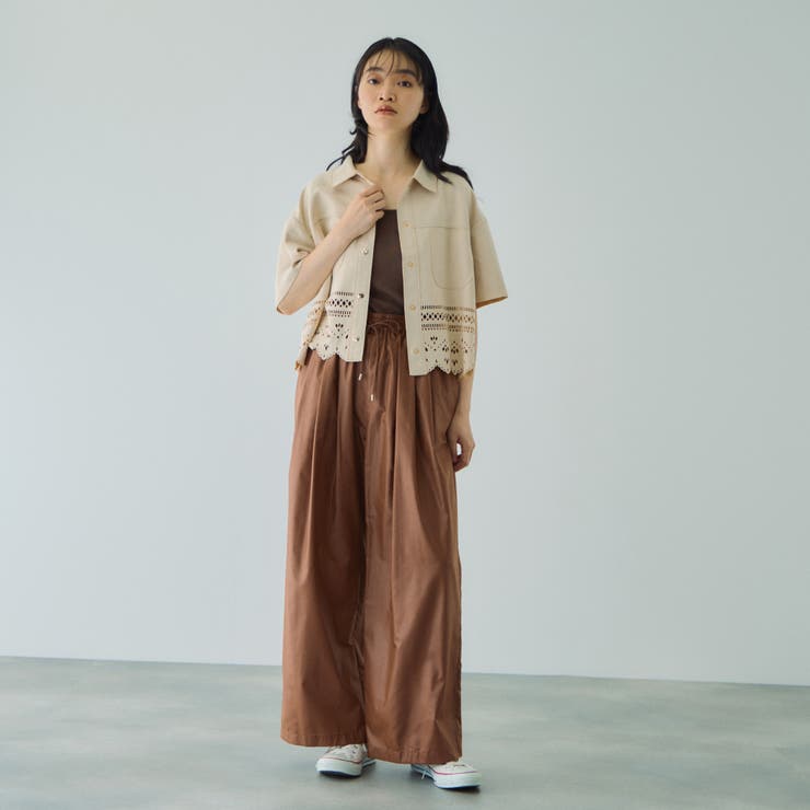 シアーレザー調イージーテーパードパンツ≪手洗い可能≫ | VICKY | 詳細画像3 