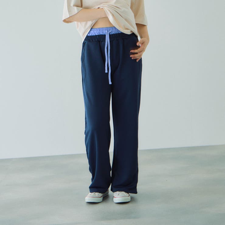 ネイビー | 配色ドッキングスウェットパンツ≪セットアップ対応/手洗い可能≫ | VICKY