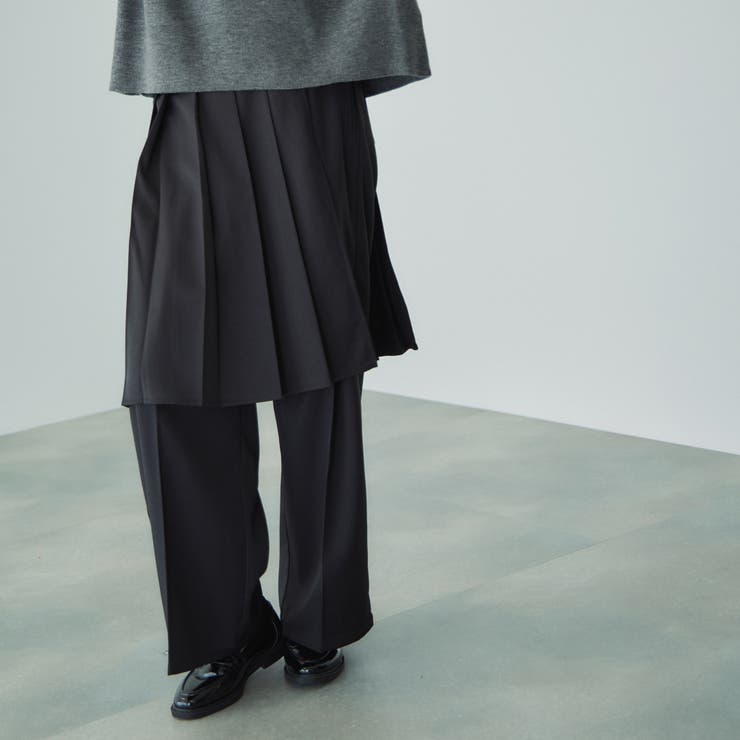 ブラック | ラッププリーツスカートセットパンツ≪手洗い可能≫ | VICKY