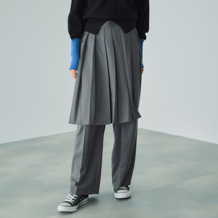 ダークグレー | ラッププリーツスカートセットパンツ≪手洗い可能≫ | VICKY