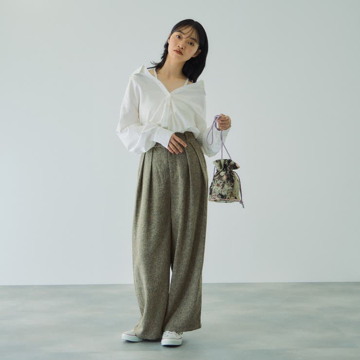 ライトツィード2タックパンツ≪セットアップ対応/手洗い可能≫ | VICKY | 詳細画像12 