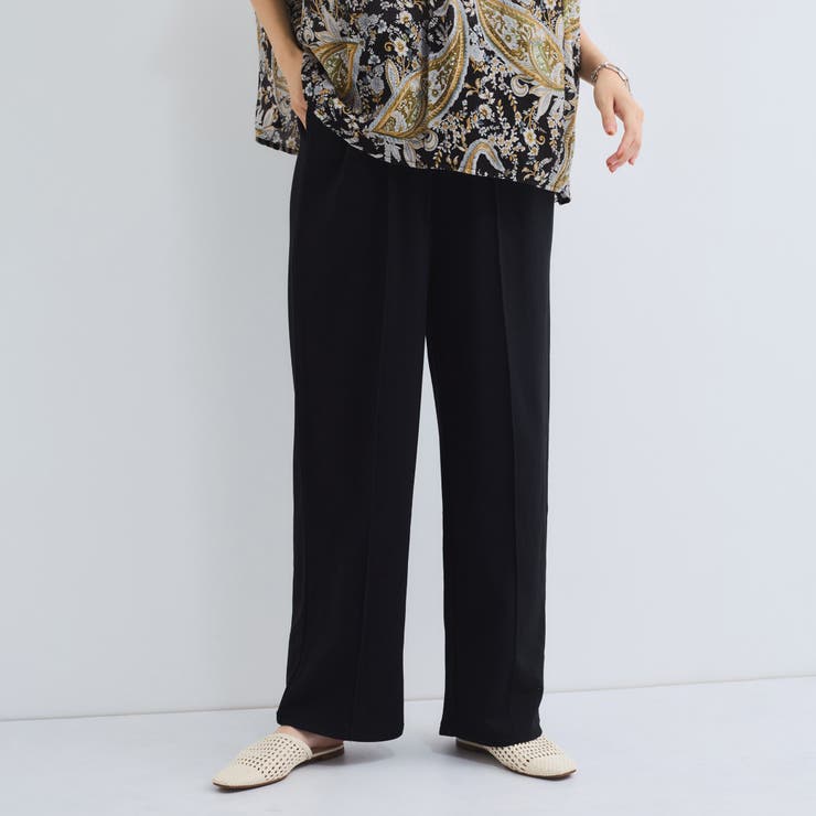 ブラック | ミニ裏毛ピンタックワイドパンツ≪手洗い可能≫ | VICKY