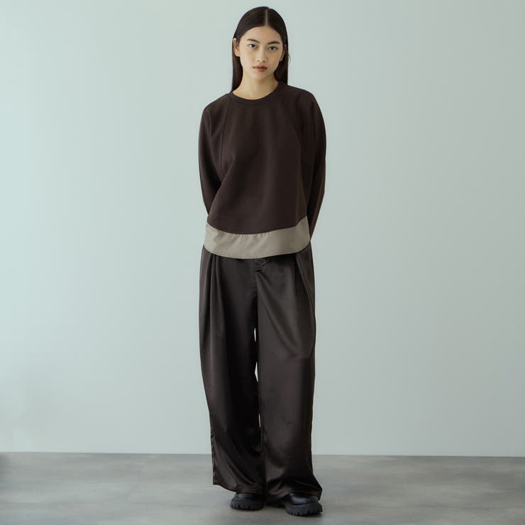 ヘビーサテンタックワイドパンツ≪手洗い可能≫ | VICKY | 詳細画像2 