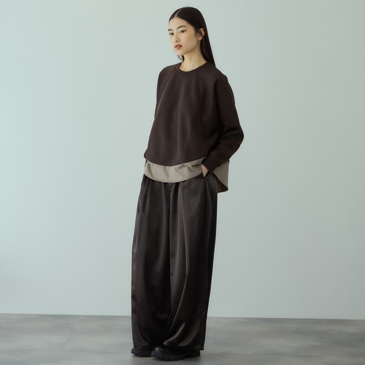 ヘビーサテンタックワイドパンツ≪手洗い可能≫ | VICKY | 詳細画像3 
