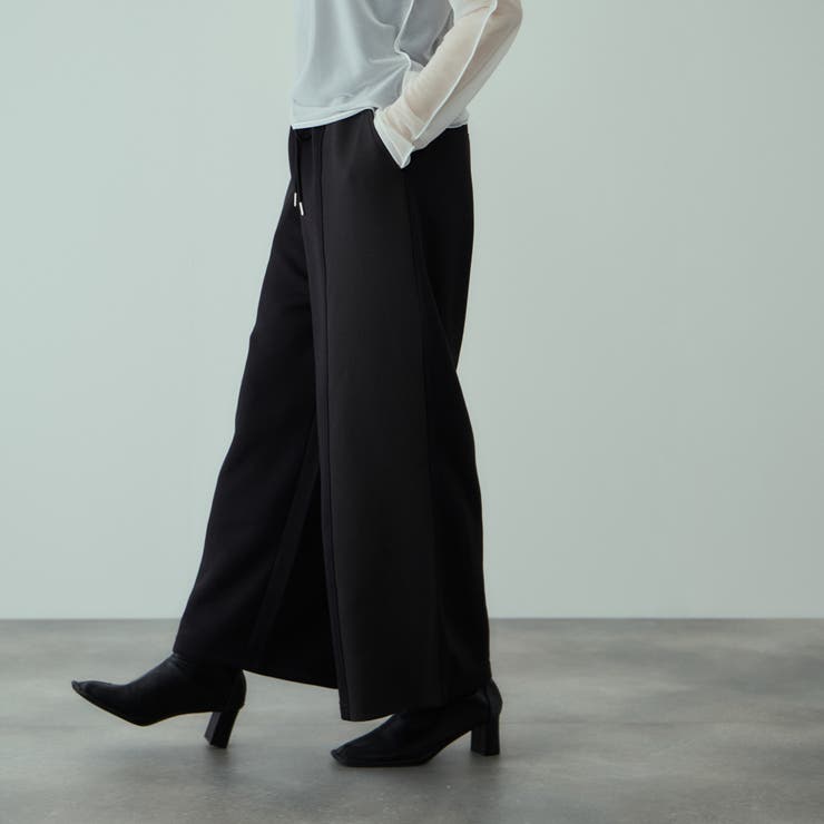 ブラック | 軽量ボンディングイージーワイドパンツ≪洗濯機で洗える≫ | VICKY