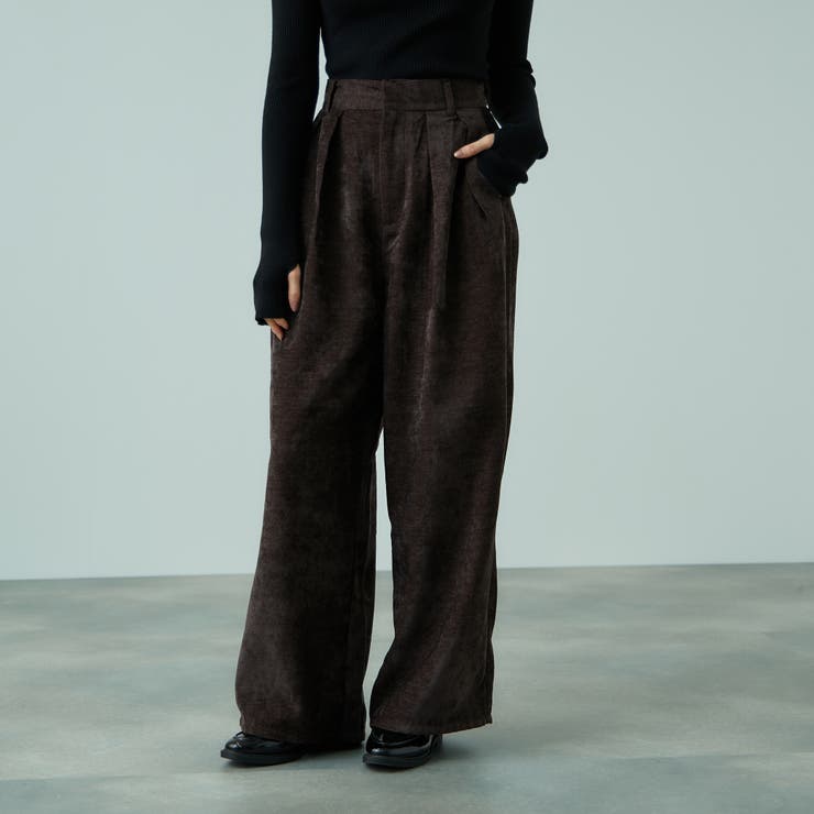 ブラウン | サージ2タックワイドパンツ≪手洗い可能≫ | VICKY